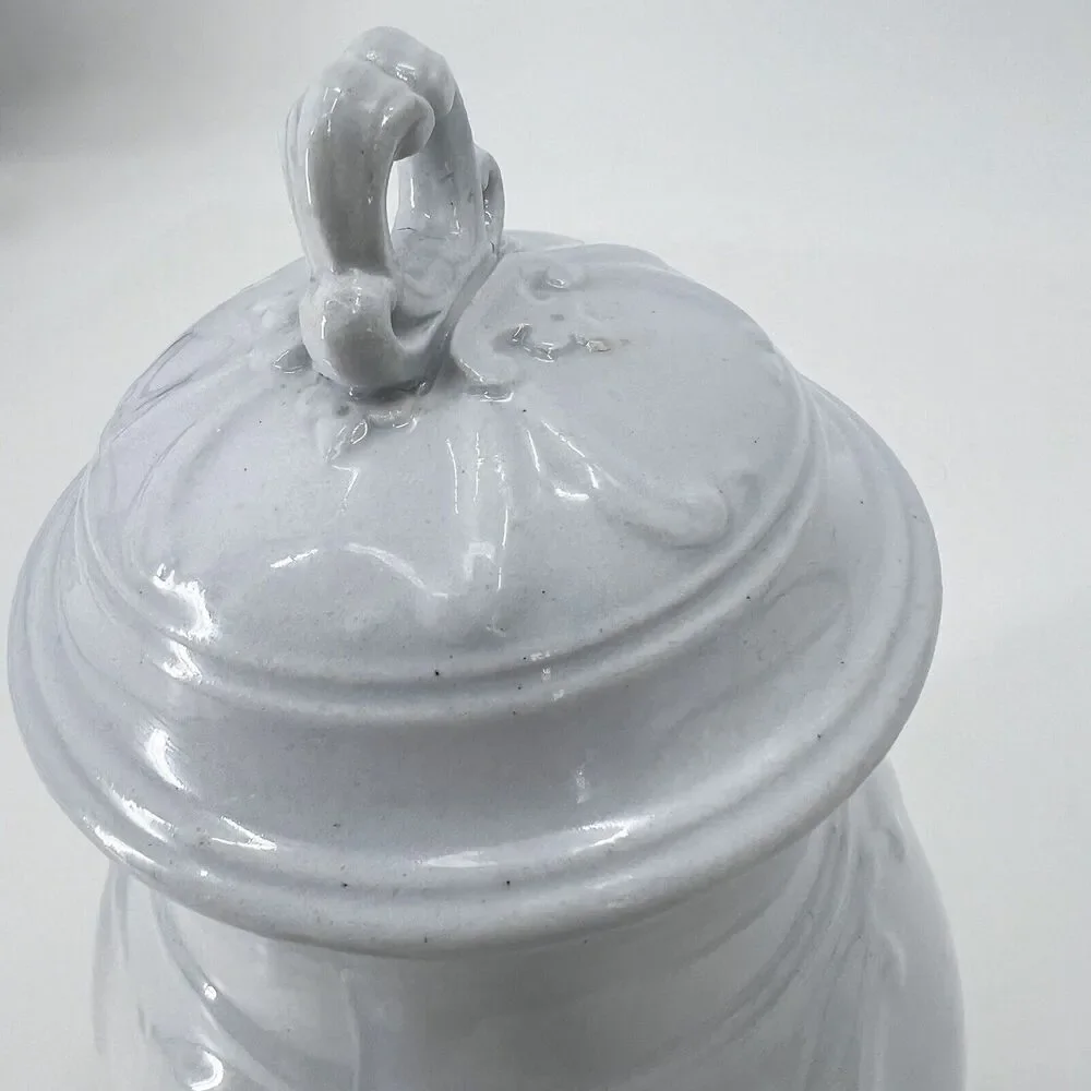 Antique Victorian White Ironstone China Teapot Cottage Farmhouse Decor
